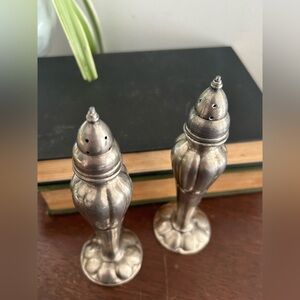 vintage Monarch Plate brand silver-plated salt and pepper shakers 6”H